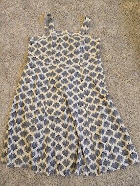 Belle Isle by Torrid Palm Print Midi Sundress Size 4 Ivory Navy Fit & Flare